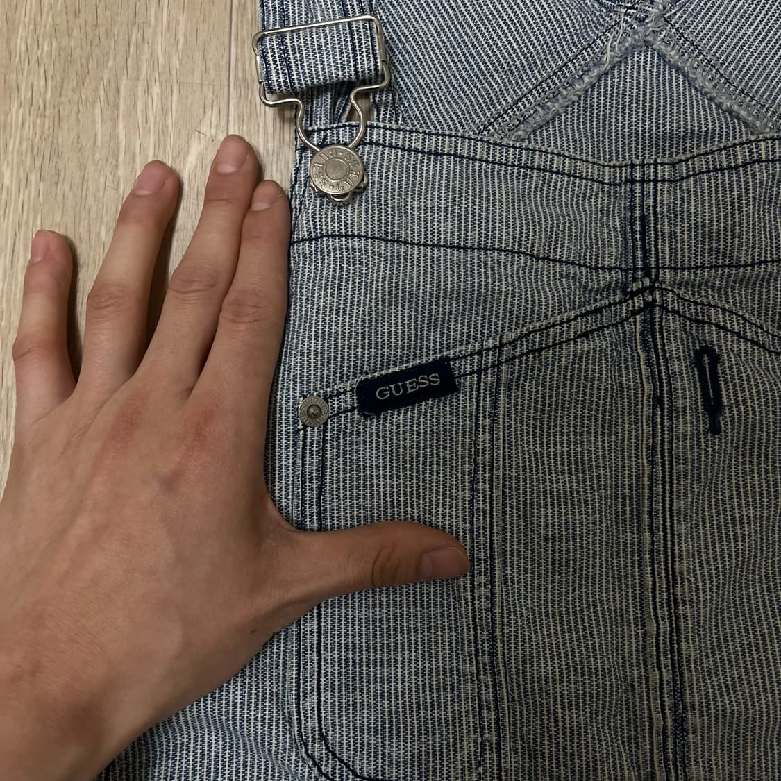 게스 USA 데님 오버롤 멜빵바지 72-94  상품이미지3