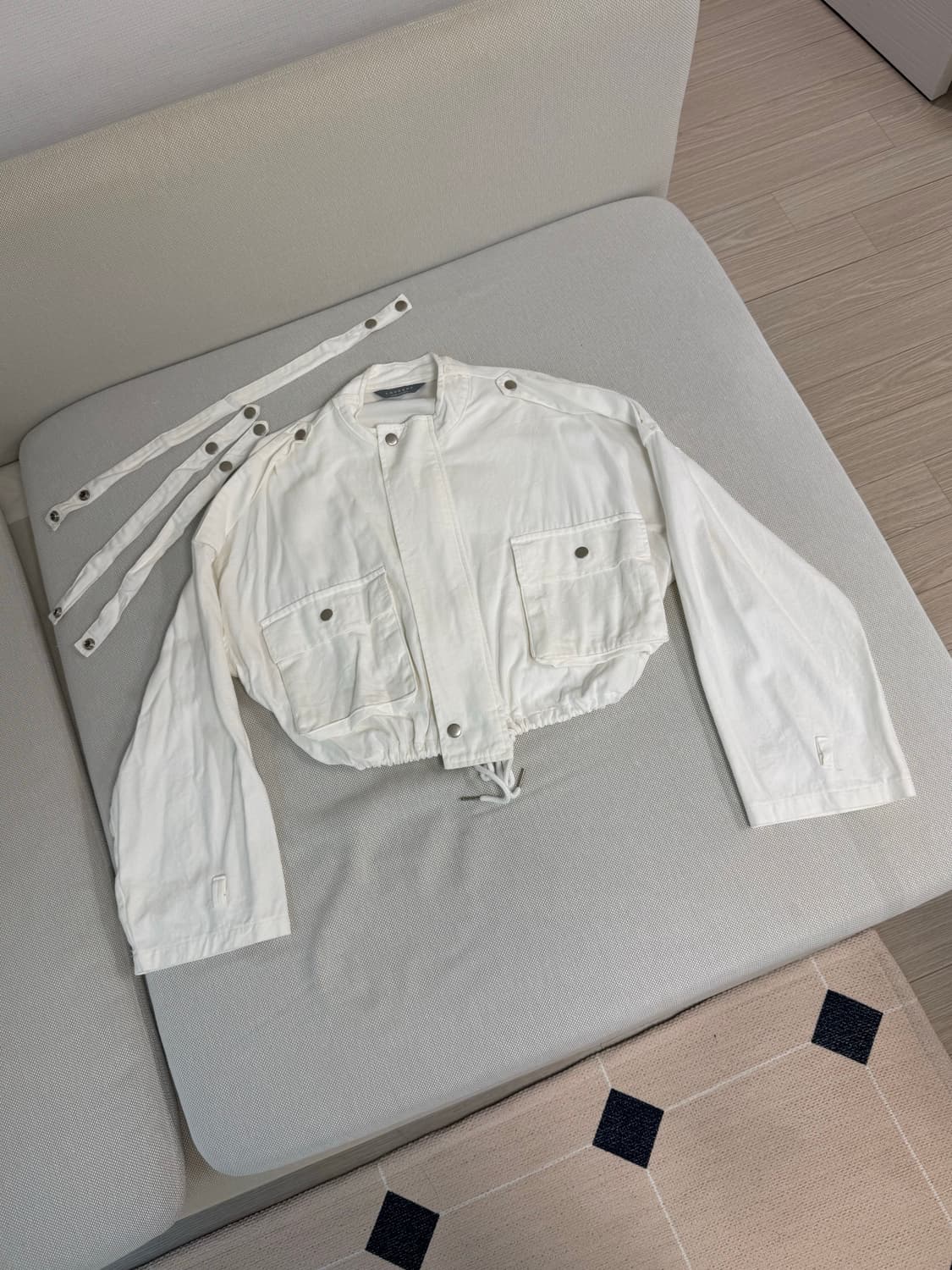 흰색 크롭 야상 자켓(free) 상품이미지1