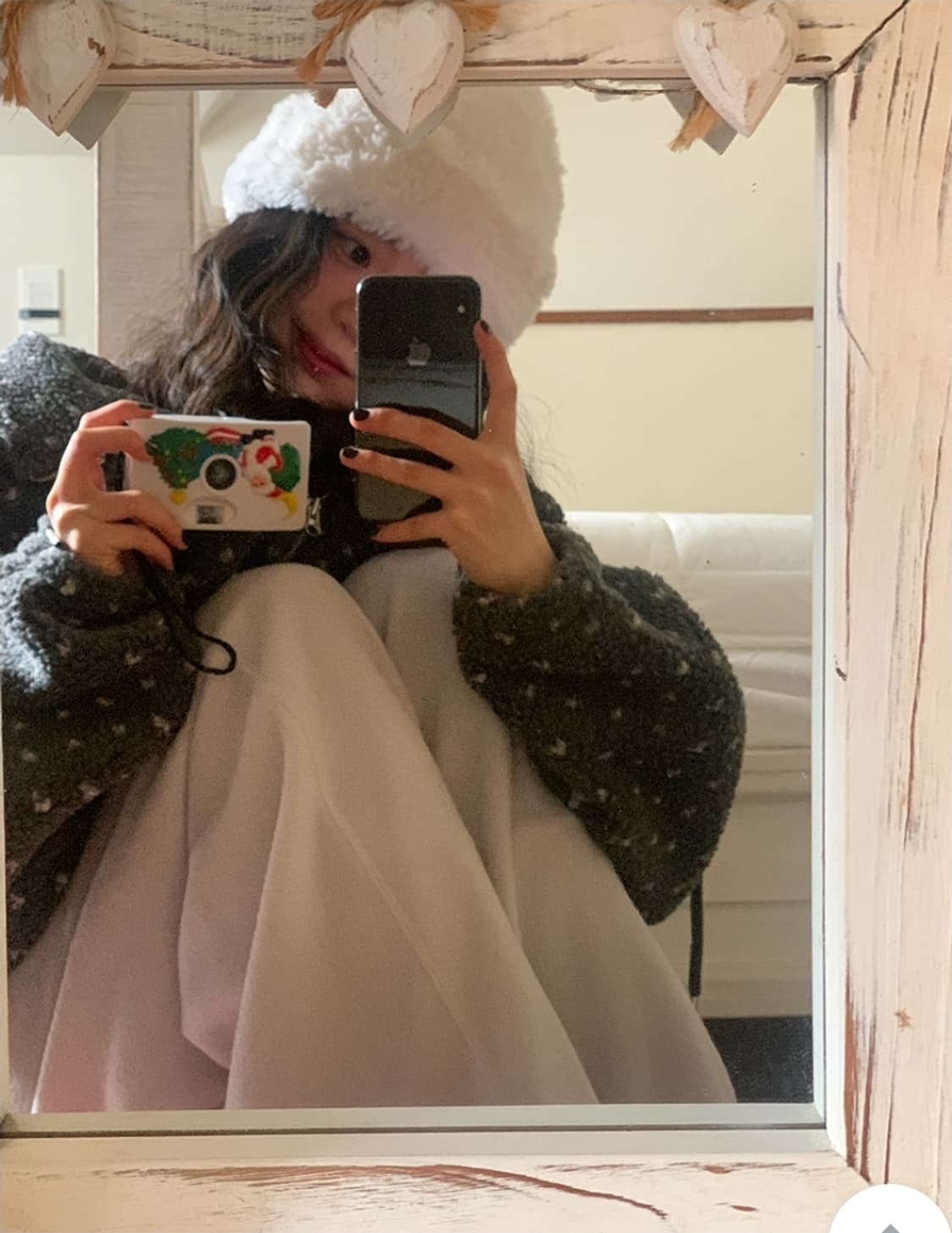 하트 도트 양털 뽀글이 덤블 후드집업 상품이미지1