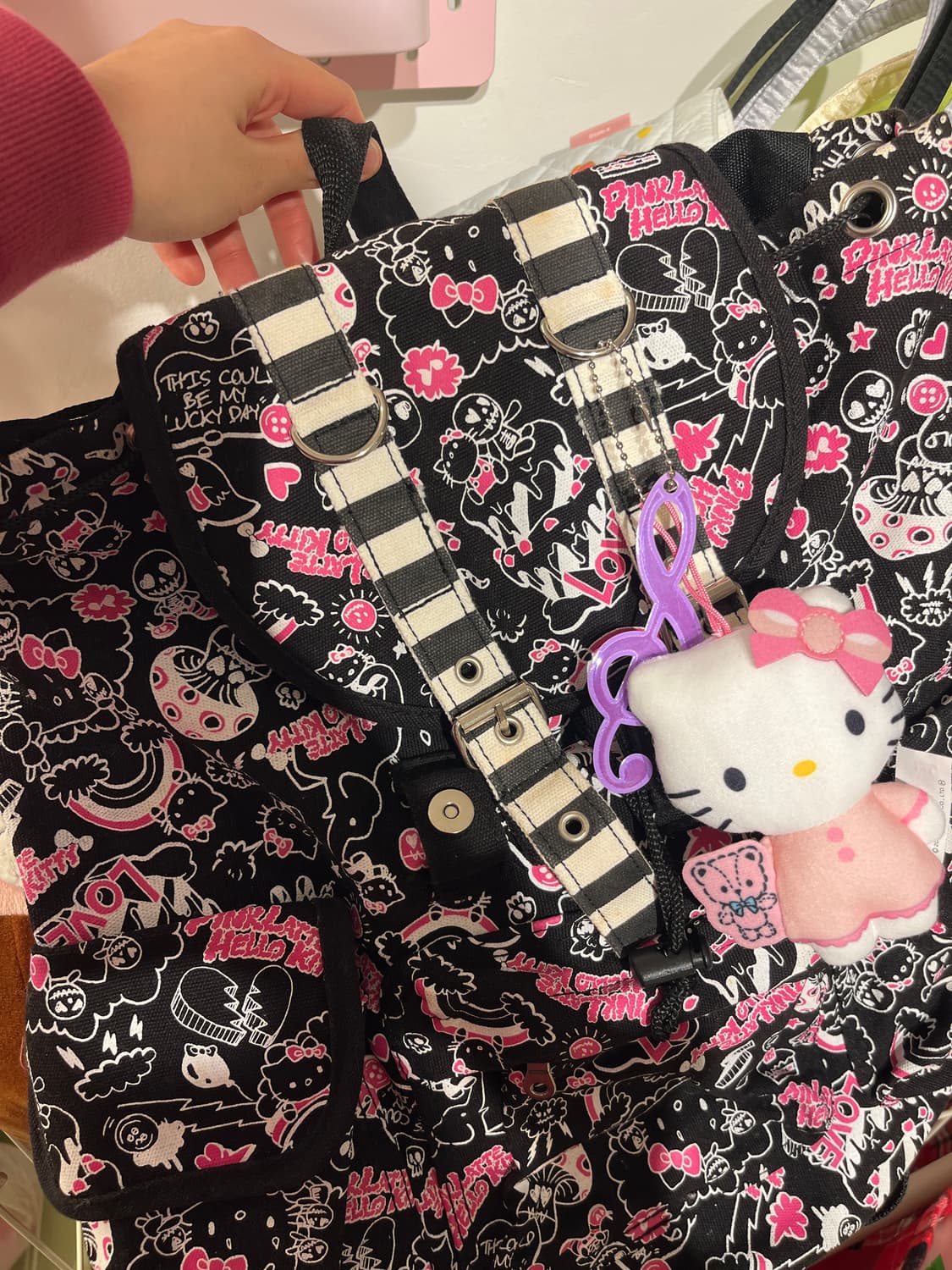 2011 산리오 핑크라떼 콜라보 백팩 🍓 상품이미지7