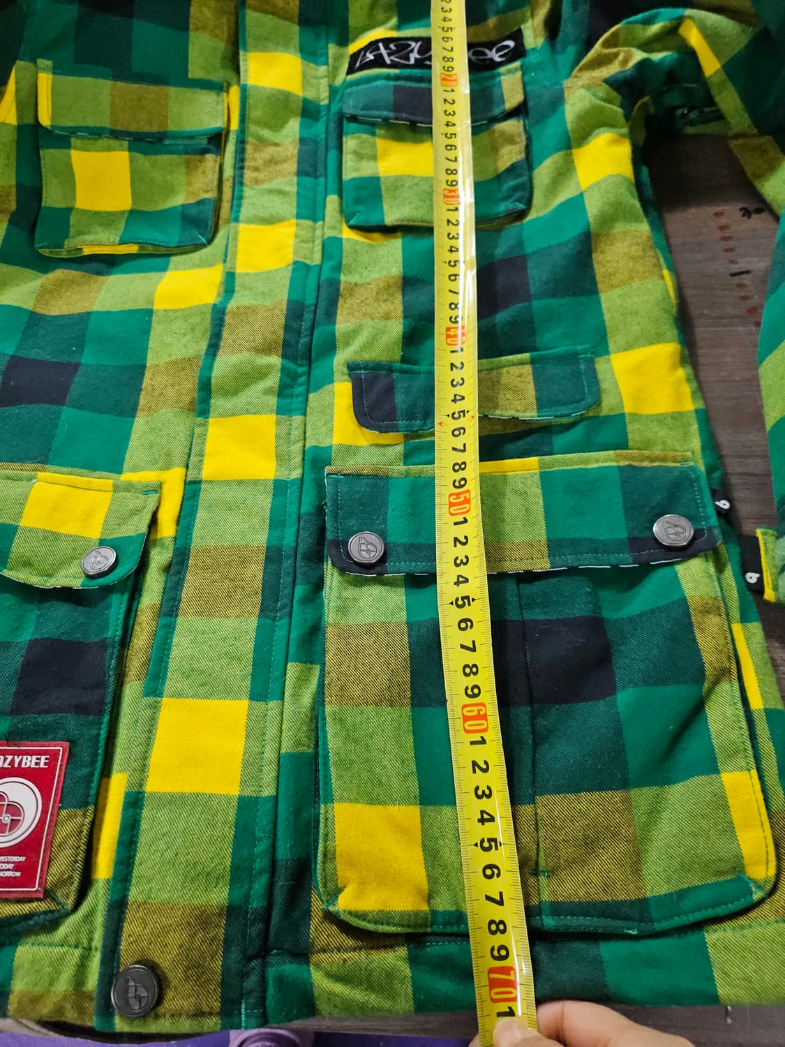 LAZYBEE 체크 후드 자켓 그린/옐로우 남성점퍼 M 상품이미지9