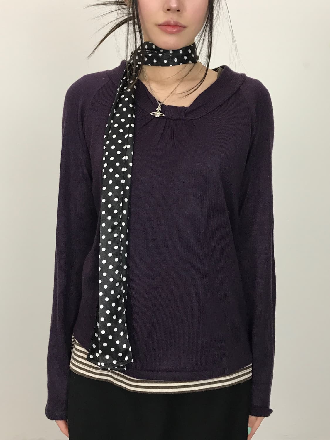 Jpn Elle Planete Purple Acrylic Knit 상품이미지2