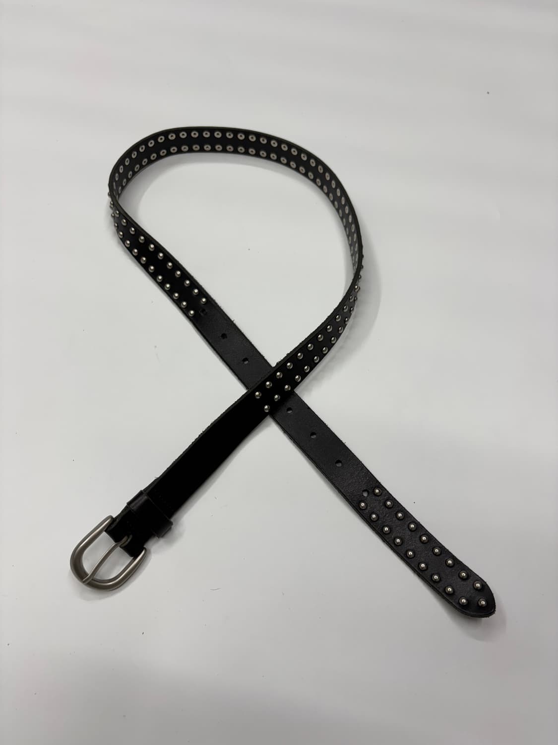 스터드 슬림 블랙 레더 벨트 Stud Slim Leather Belt   상품이미지3
