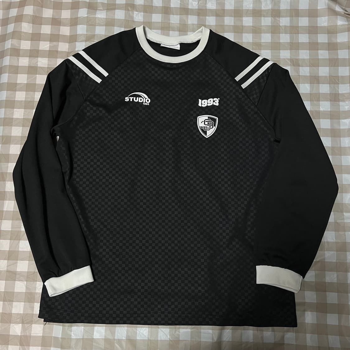 1993 스튜디오 체크패턴 긴팔티 블랙 검정 패턴 체크 상품이미지1