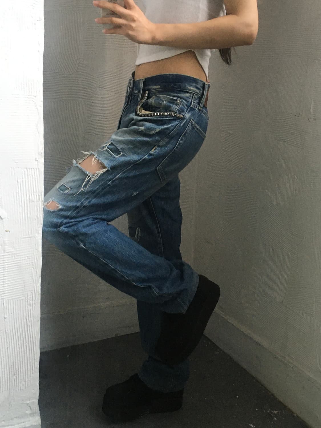 Hysteric Glamour 히스테릭글래머 스터드 데미지 데님 팬츠  상품이미지2
