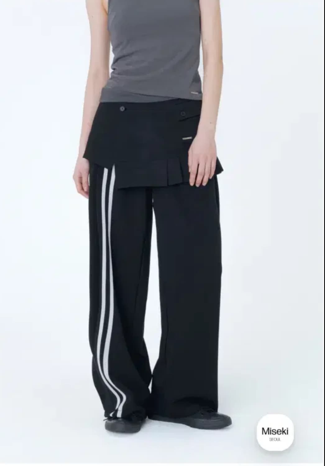 미세키서울 Track pleats skirt pants SET BLACK 상품이미지1