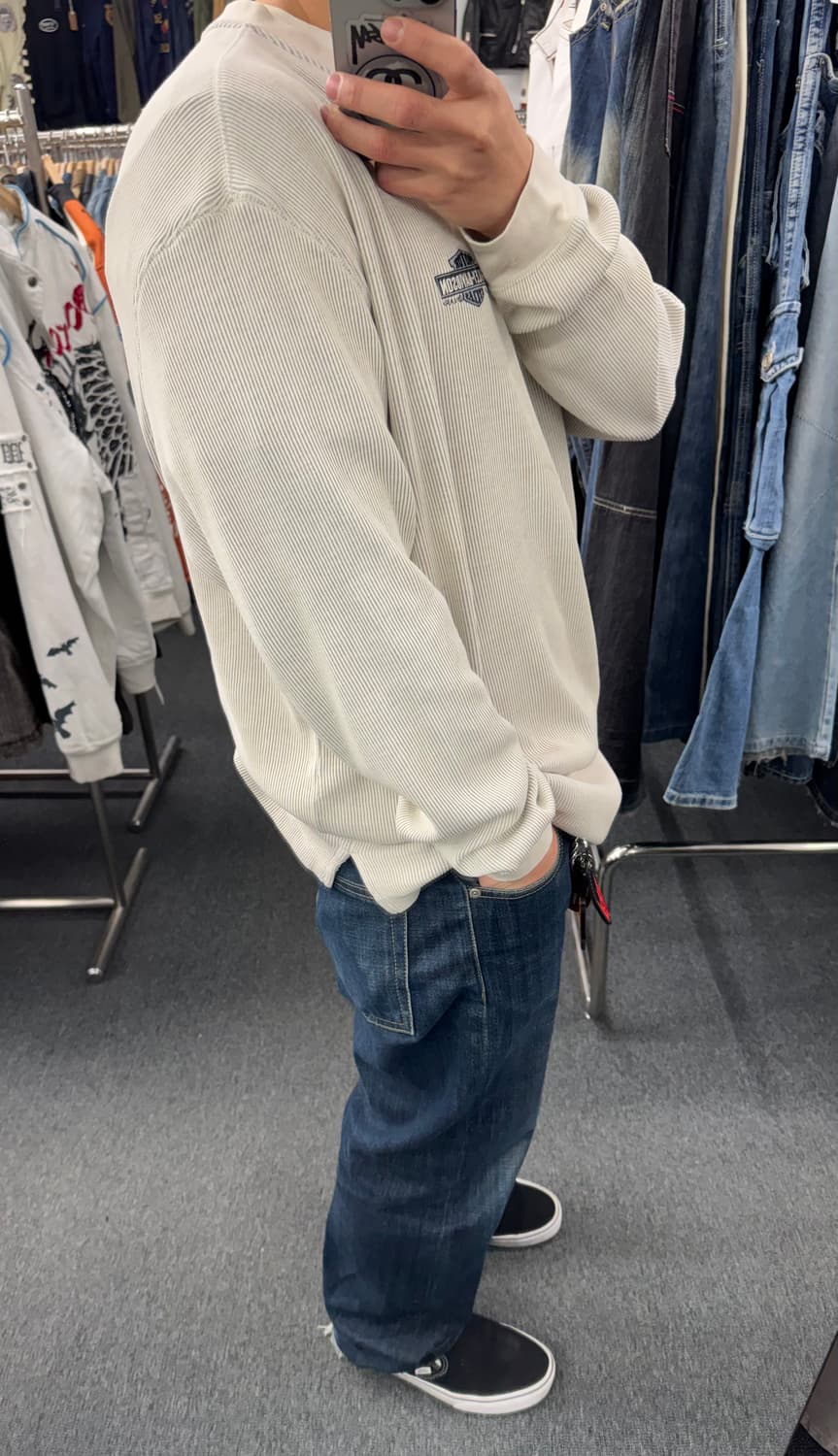 2XL)할리데이비슨 빈티지 자수 니트 헨리넥 롱슬리브 상품이미지2