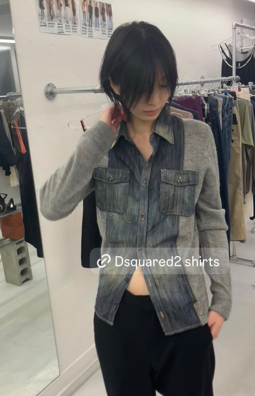 디스퀘어드 니트 데님 셔츠 상품이미지6