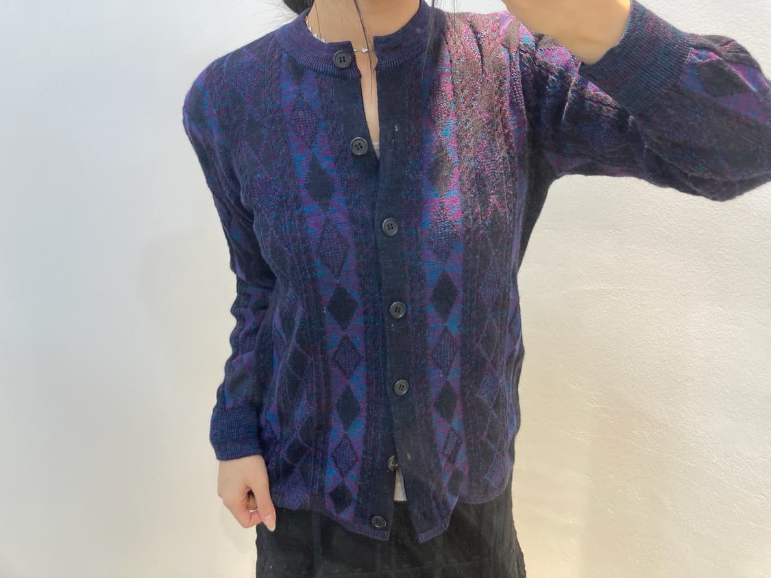 빈티지 아가일 니트 가디건 상품이미지1