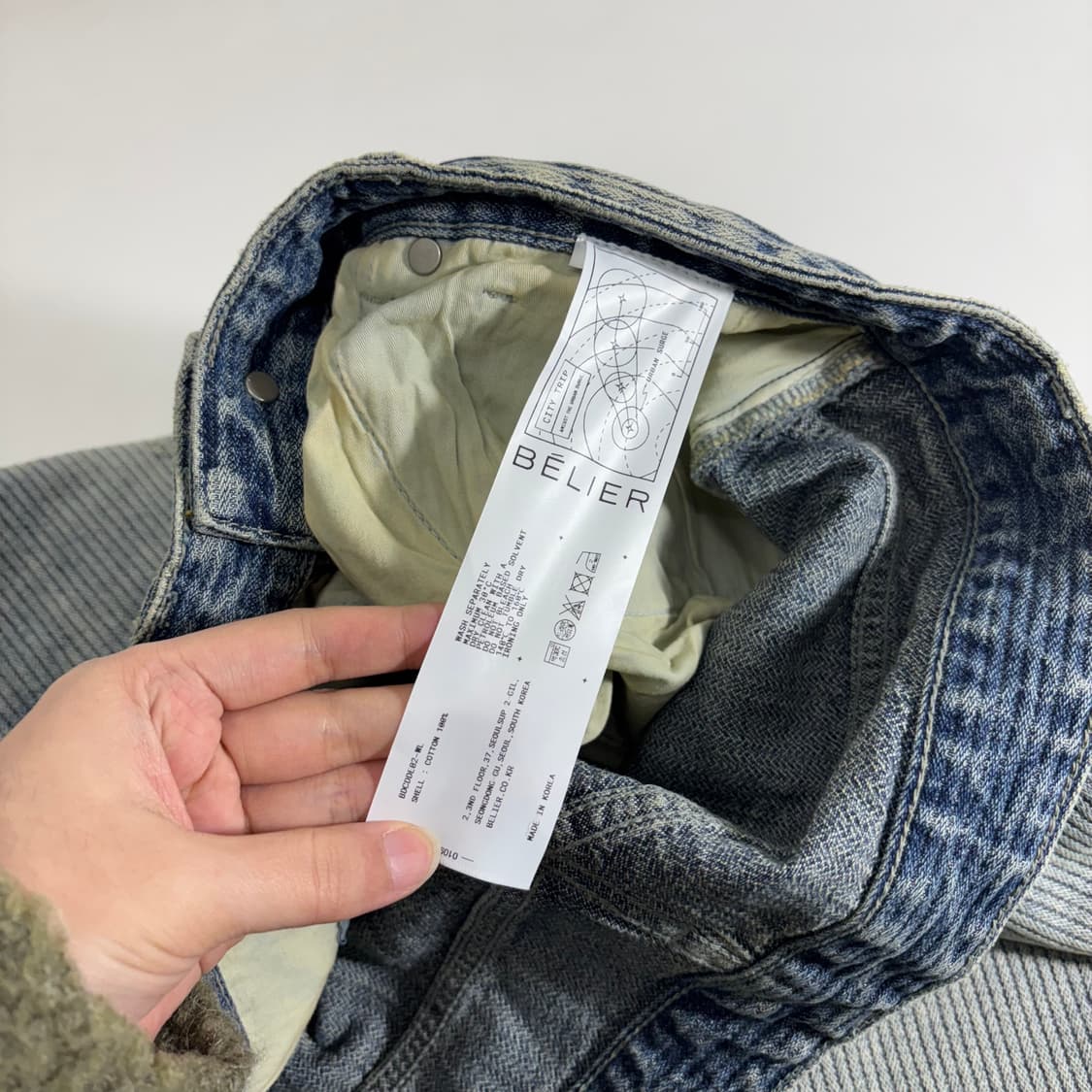 32 L 벨리에 루즈일자핏 스트라이프 녹워싱 데님팬츠 상품이미지6