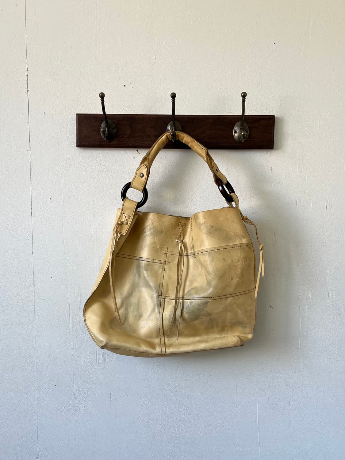 90‘s Japan vtg 내추럴 레더 쇼퍼백 상품이미지2