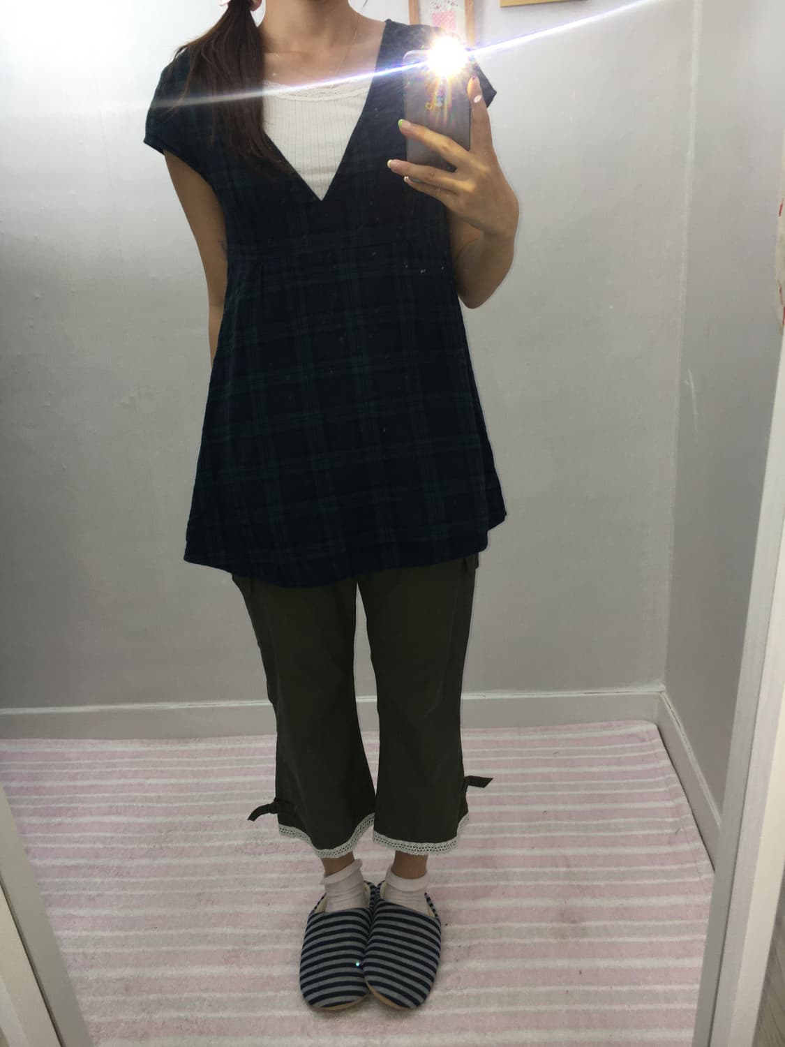 카키 레이스 7부 팬츠 상품이미지8