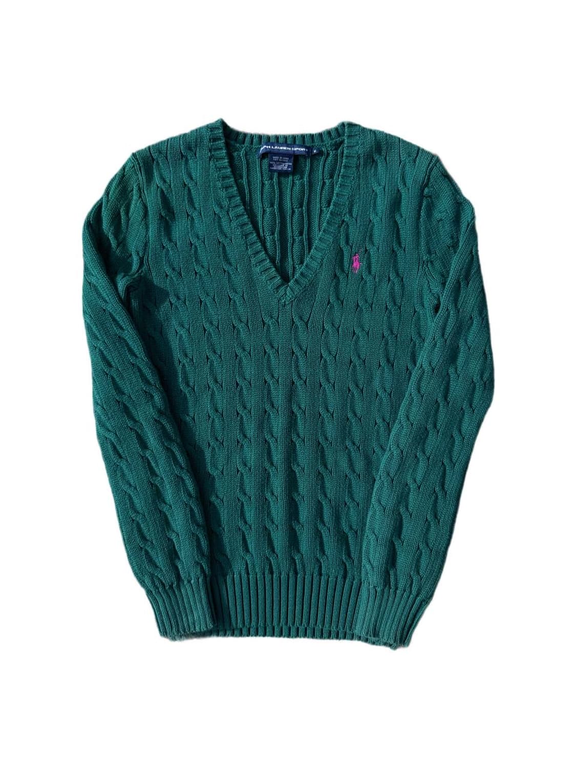 PRL cotton cable vneck sweater 상품이미지1