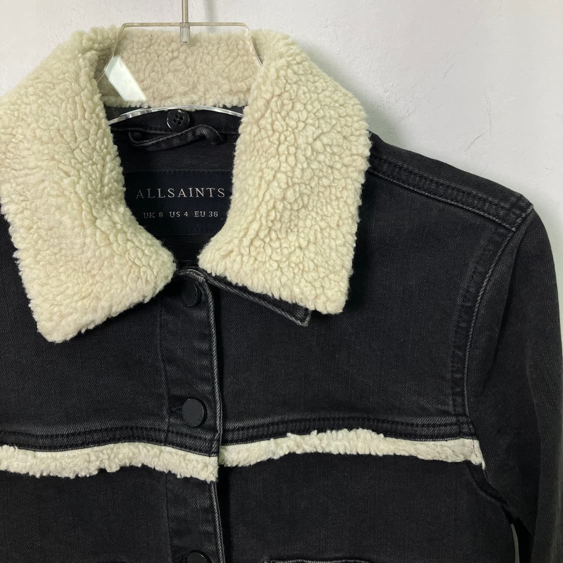 올세인츠 셰르파 칼라 블랙 데님 자켓 36 상품이미지4