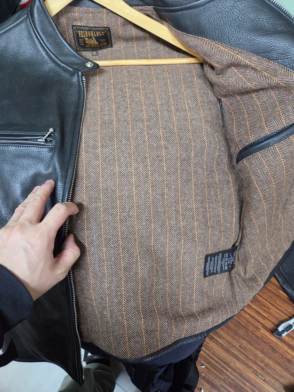 Veluokldly 100프로 소가죽 라이더 자켓 xxl 상품이미지4