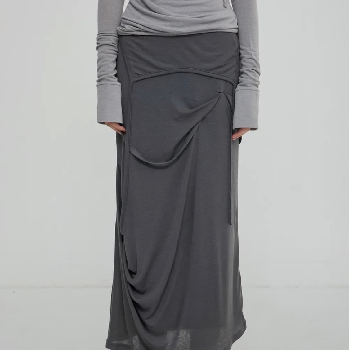 플레어업 Asymmetrical Draped Long Skirt 상품이미지1