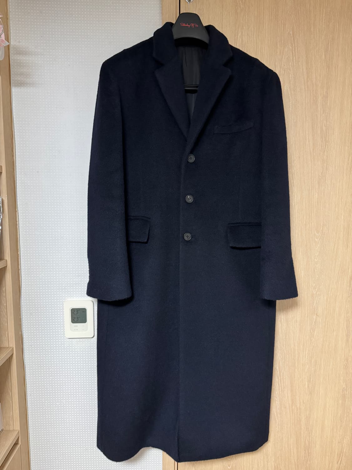 [M] STU 백 버튼 알파카 싱글 코트 네이비 상품이미지3