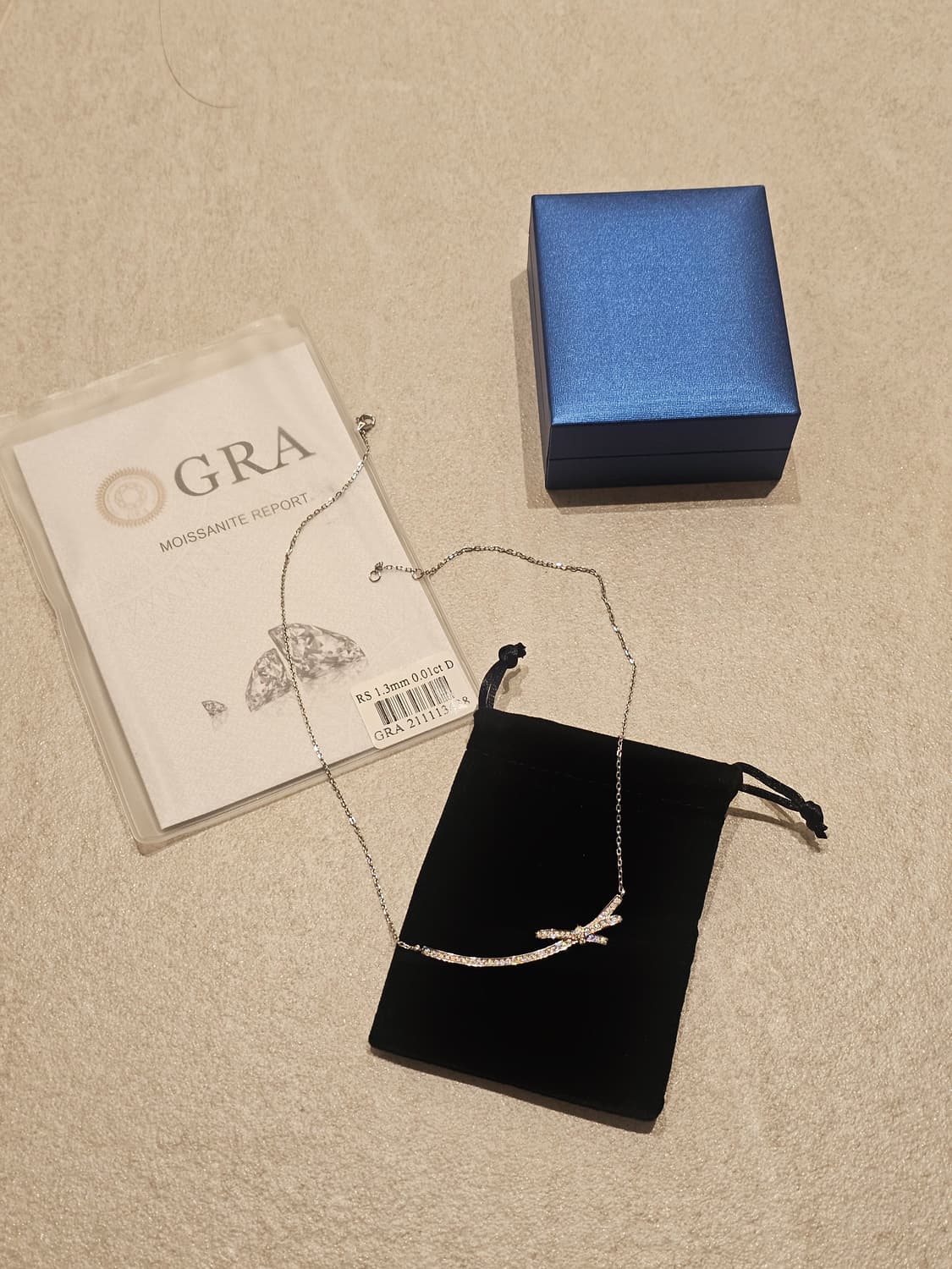 모이사나이트 리본 목걸이 실버 상품이미지2