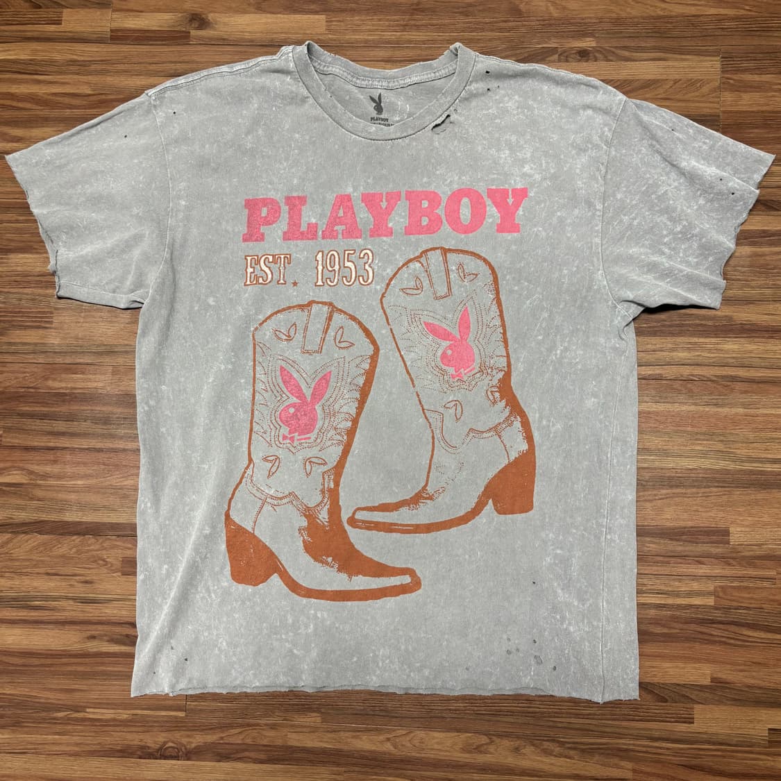 플레이보이 playboy 디스 웨스턴 부츠 반팔티 티셔츠 빈티지 팔리 l 상품이미지1