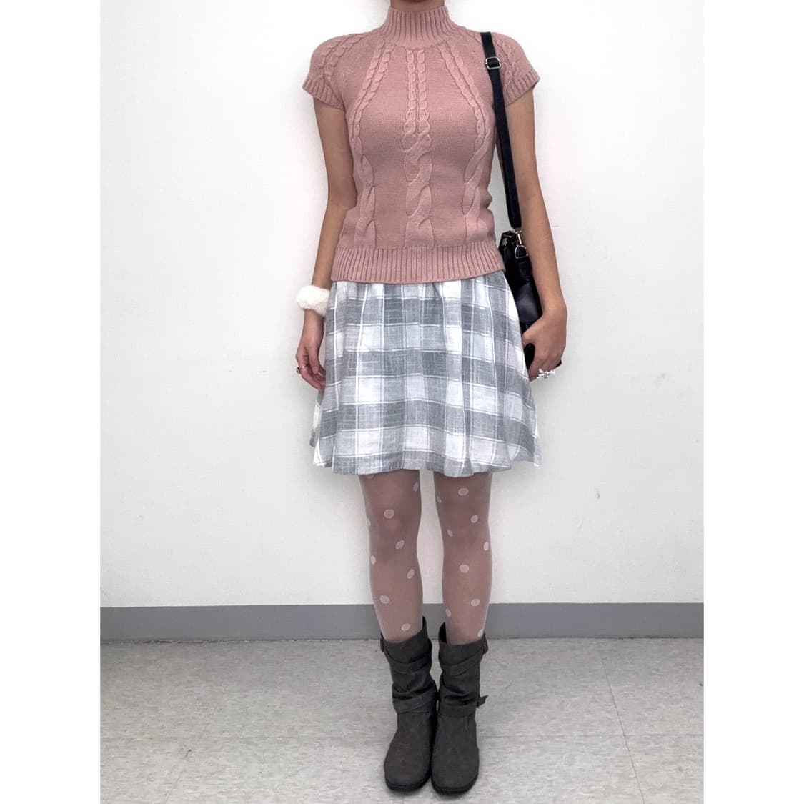 빈티지 그레이 체크 스커트 상품이미지7