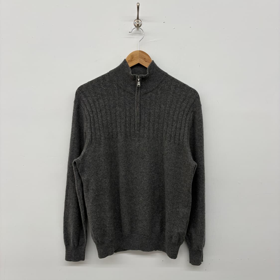 캐시미어 하프집업 니트 스웨터 그레이 L 상품이미지1