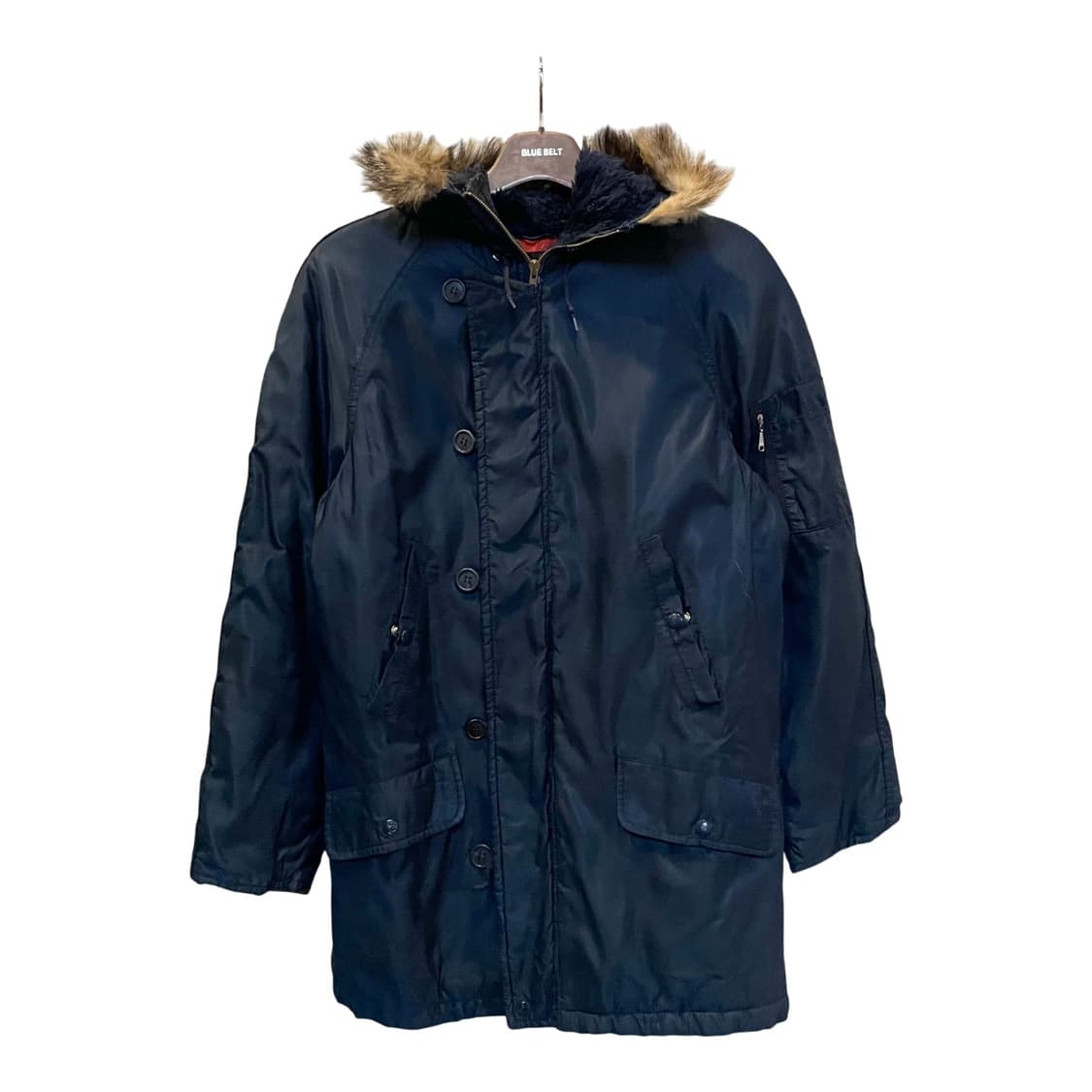 퍼후드 패딩 파카 자켓 멀티포켓 스트링 디테일 네이비 상품이미지1