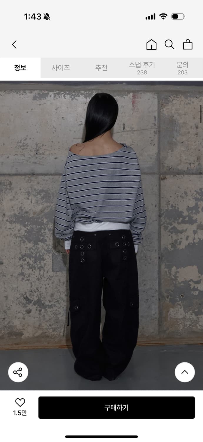 팬시클럽 크로스 포켓 카고팬츠 블랙 상품이미지2
