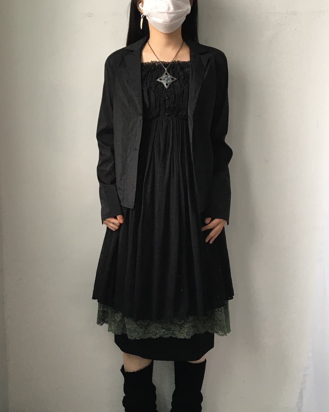 Shirring lace trimming sleeveless onepei 상품이미지7