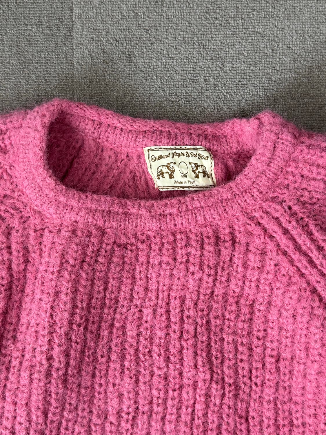 셔틀랜드 버진 울 핑크 피셔맨 니트 상품이미지3