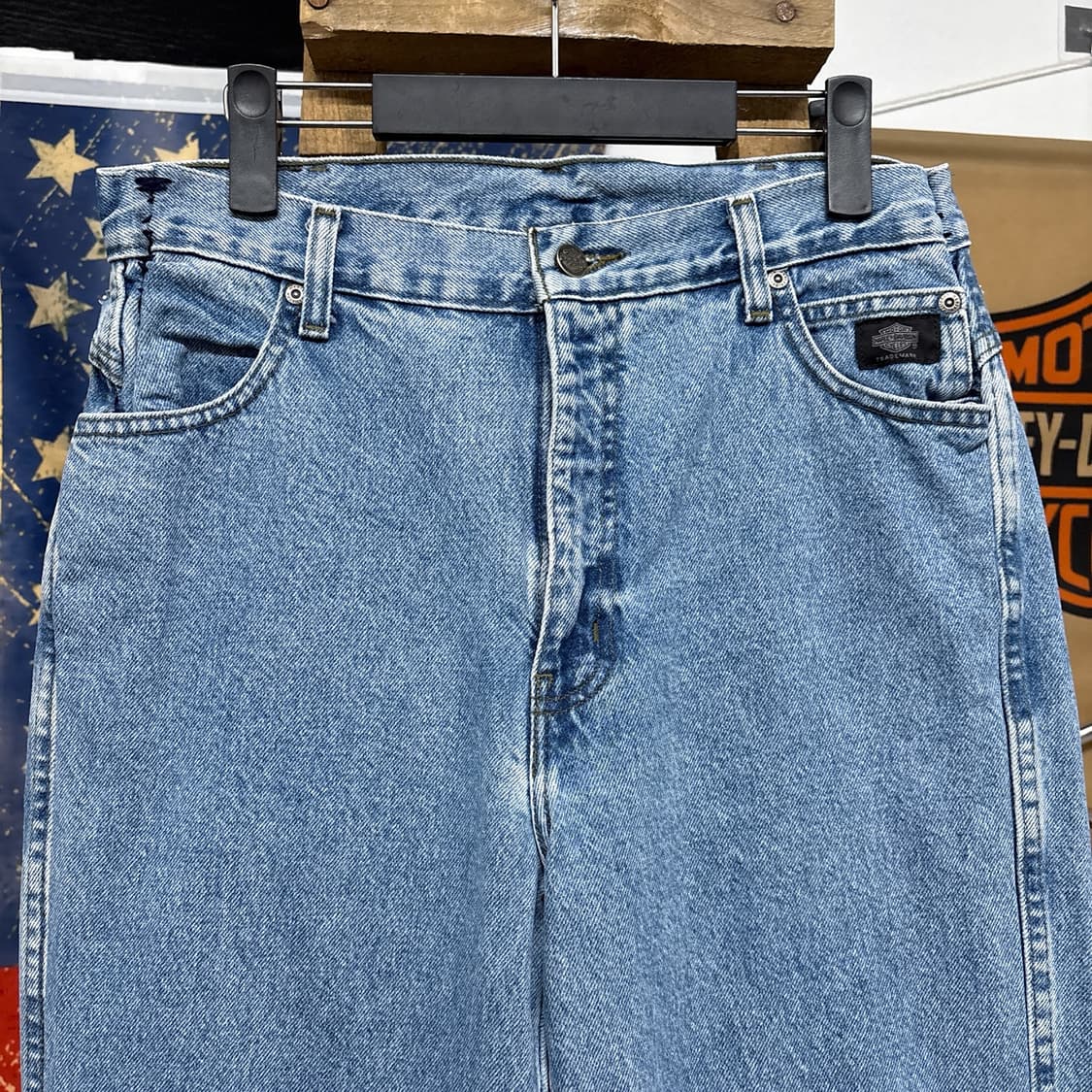 00s 할리데이비슨 클래식핏 컷오프 커스텀 데님팬츠 레더탭 N898   상품이미지3