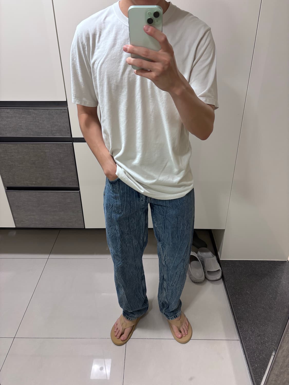 30 자라 ZARA 워싱 사이드 심리스 데님 팬츠 상품이미지1
