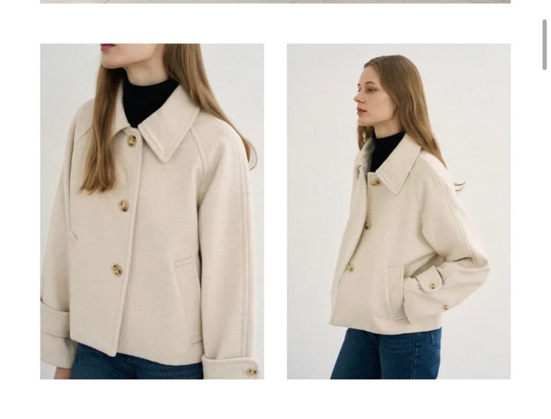 (S) 드로우핏 우먼 소프트 울 캐시미어 레글런 숏 코트 [CREAM] 상품이미지6