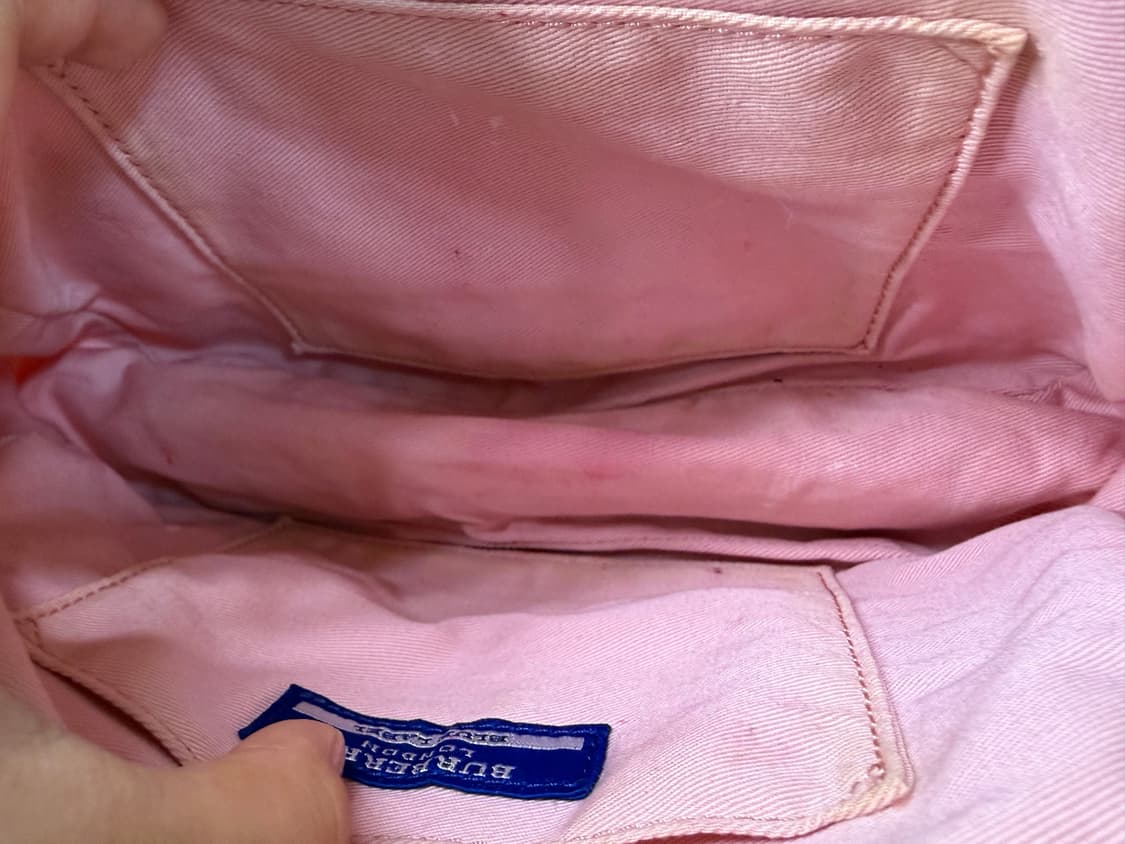 극희귀매물 일본중고직품제품) 버버리빈티지캔버스숄더백 핑크가방명품 상품이미지5