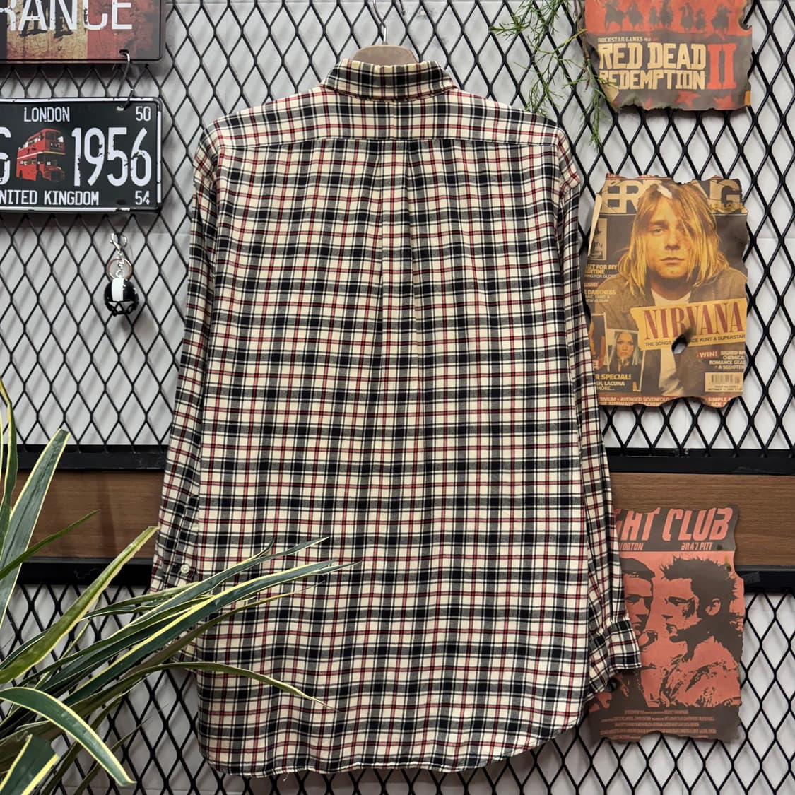 폴로 랄프로렌 긴팔 체크 셔츠 레드 포니 로고 포인트 네이비레드 상품이미지2