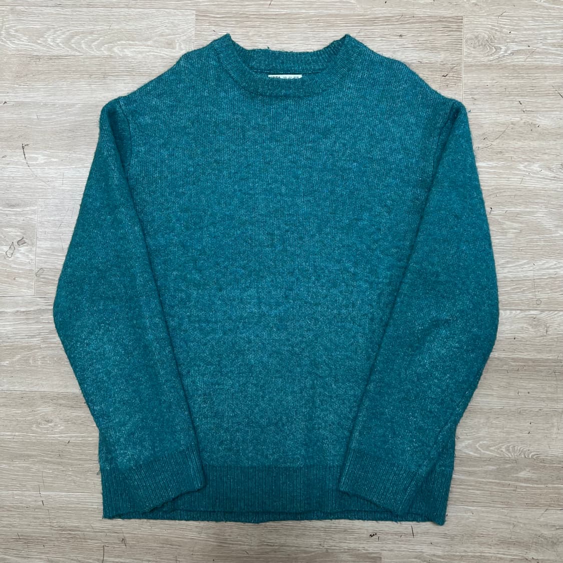 자라 미니멀 루즈핏 라운드넥 니트 스웨터 [블루 그린] L/100 상품이미지1