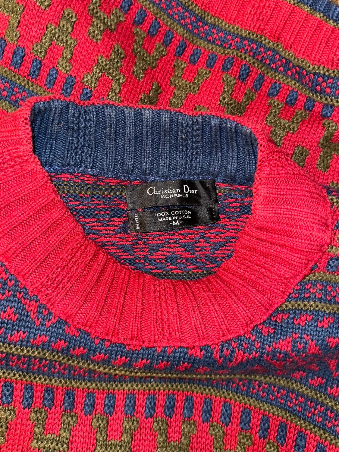 80’s Christian Dior ethnic cotton knit 상품이미지8