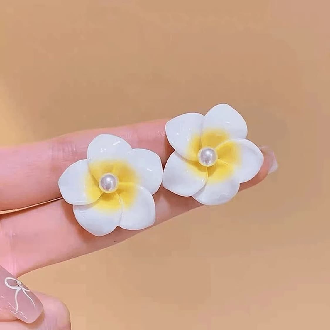 플라워 이어링 화이트/옐로우 꽃 귀걸이 상품이미지2