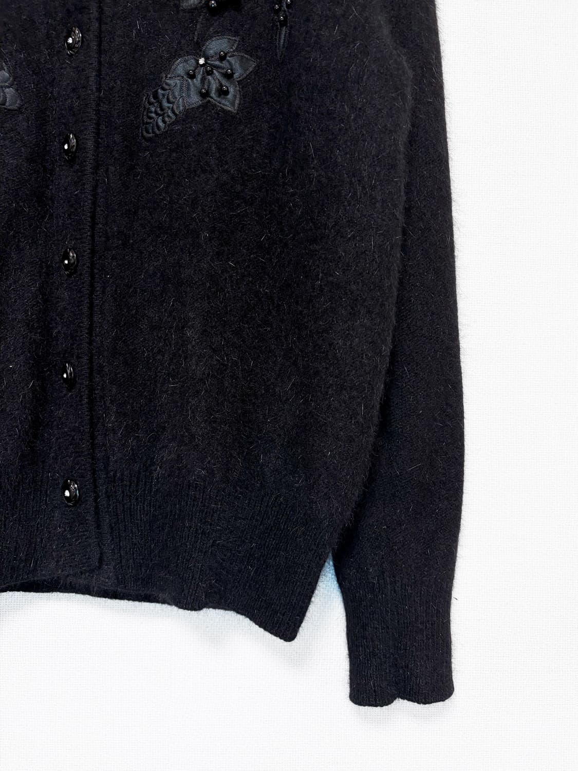 Beaded Angora Cardigan - Black 상품이미지6