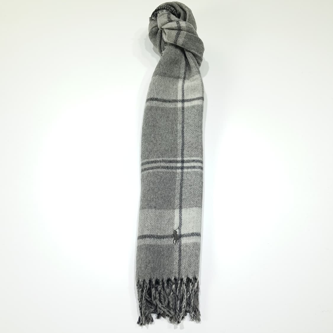 MX526 폴로 00s 이태리판 울 양면 체크 그레이 머플러 목도리 상품이미지5