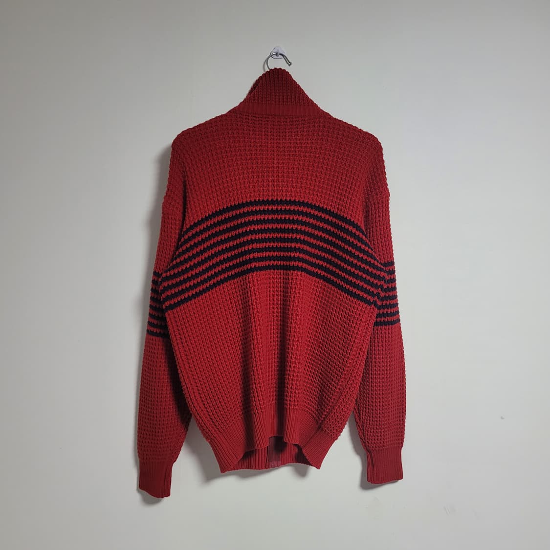 (100) LACOSTE 라코스테 레드 블랙 집업 니트 가디건 올드스쿨 상품이미지4