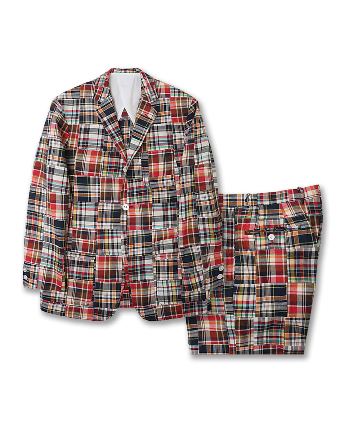 빔즈 플러스 [Beams +] 패치워크 마드라스 체크 수트 셋업 상품이미지1