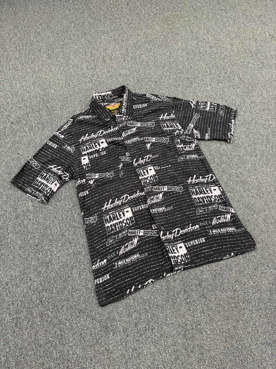 S) 할리데이비슨 빈티지 레터링 패턴 반팔 셔츠 상품이미지1