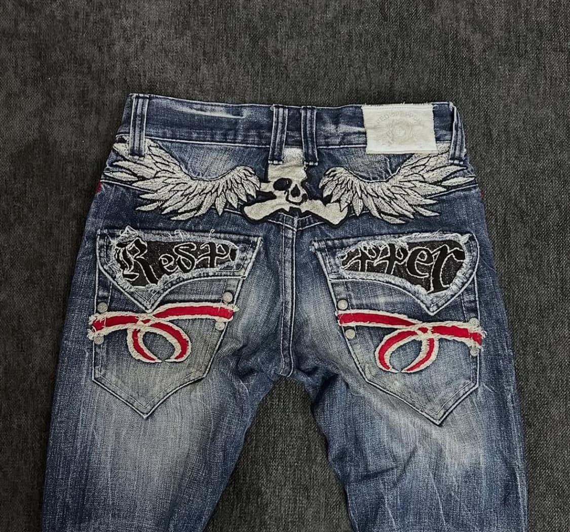 Red pepper 00's skull embroider denim 상품이미지2