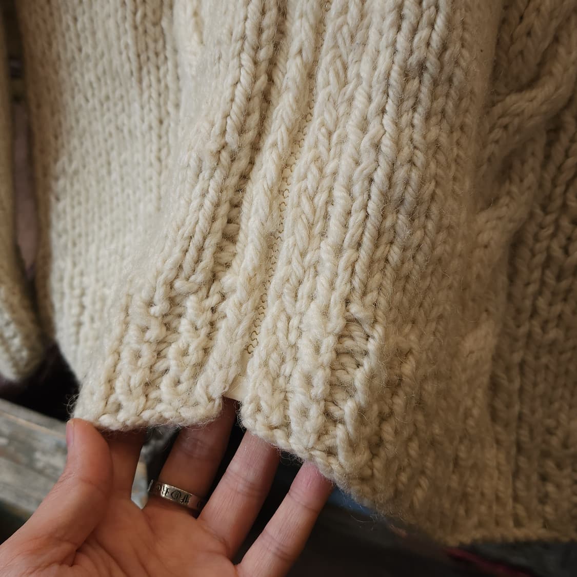 90s 프렌치 핸드메이드 울 가디건 코위찬 헤비울 스웨터 집업 가디건 상품이미지10