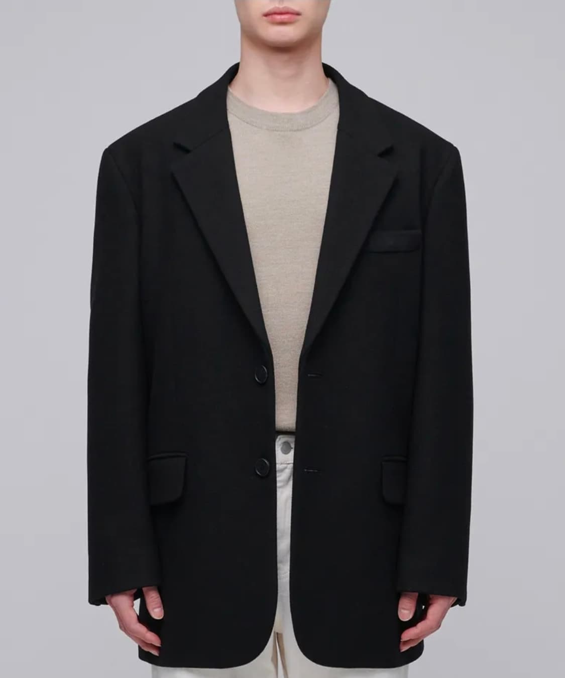 [1회 착용] 무탠다드 울 블렌드 멜톤 대디 숄더 오버사이즈 블레이저 상품이미지2