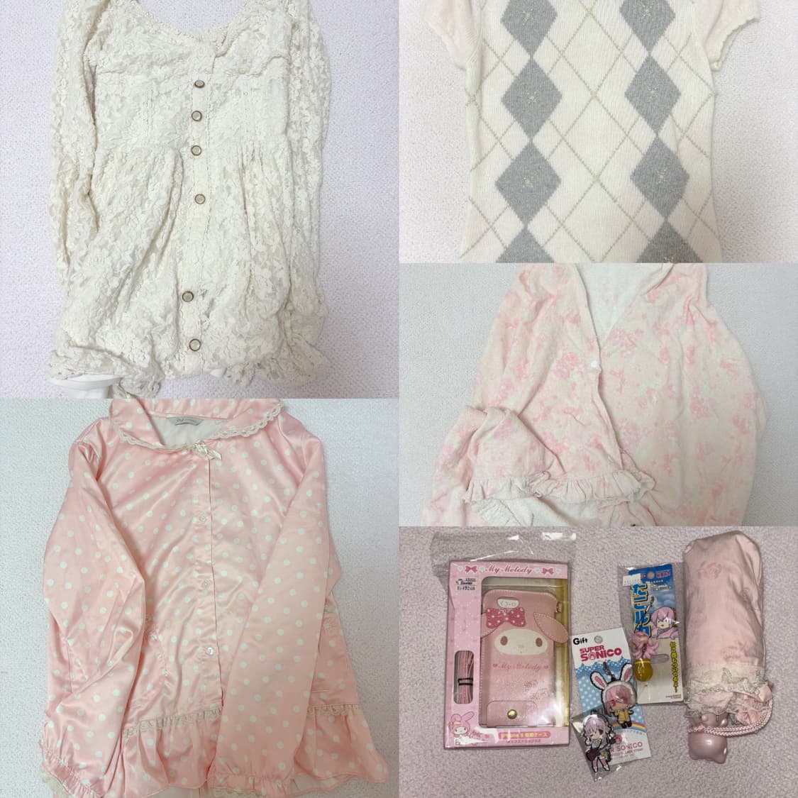 리즈리사 라떼갸루 히메갸루 세트판매 아가일 니트 슈퍼소니코 상품이미지1