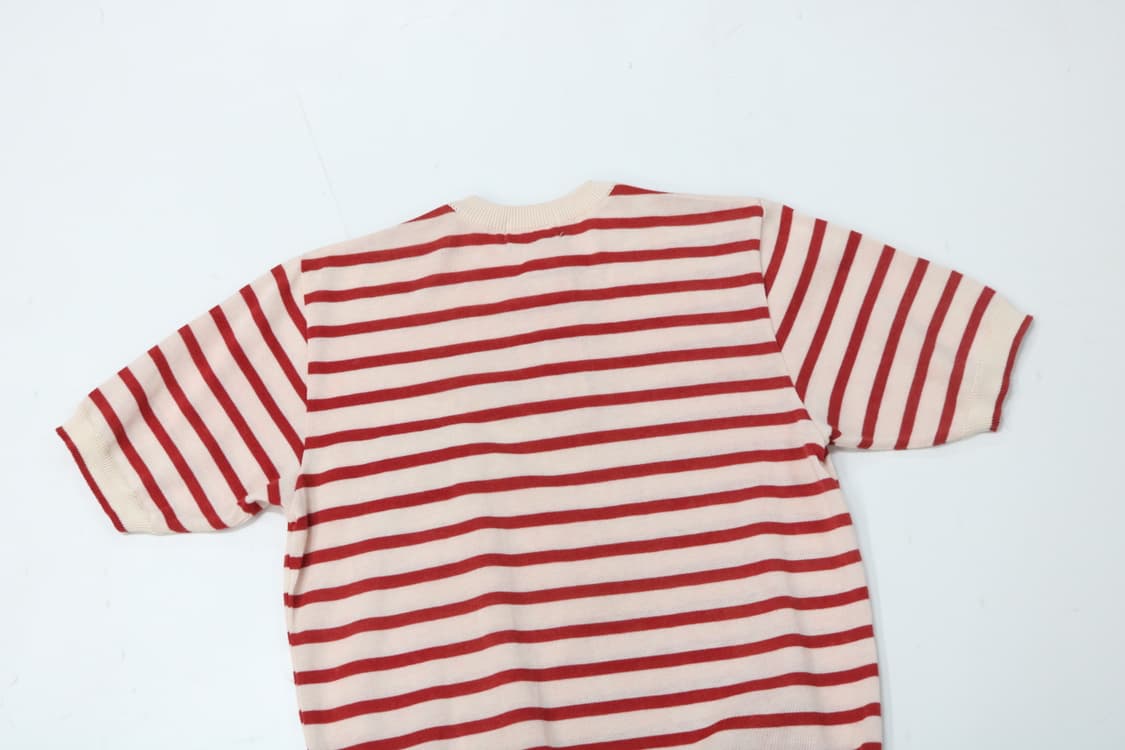 Pedrini Yachting 빈티지 레드 스트라이프 헨리넥 니트 (M) 상품이미지8