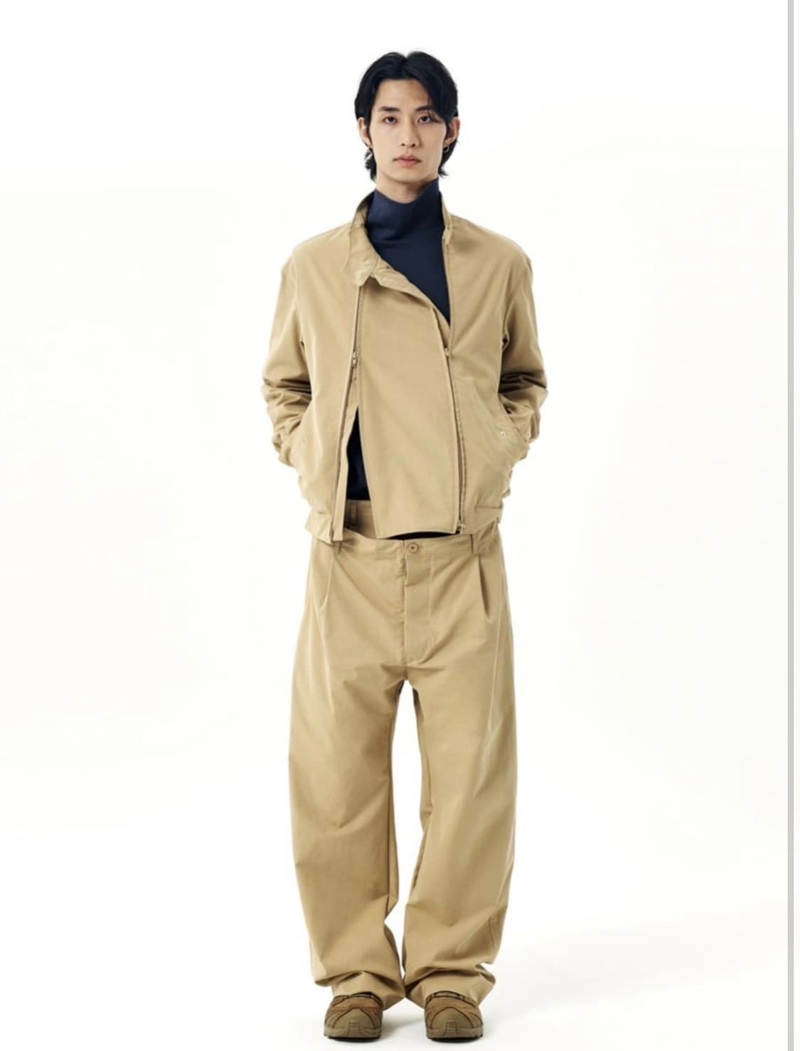 EE DOUBLE ZIP HATRINGTON JACKET [베이지 S] 상품이미지2