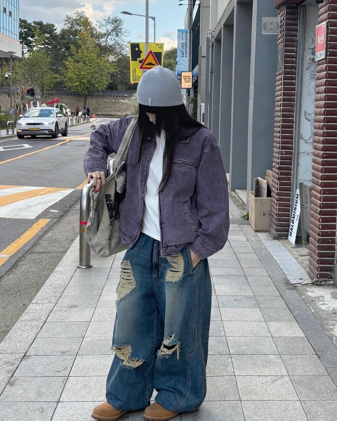 [unisex] 빈티지 디트로이트 워크웨어 자켓 - purple 상품이미지2