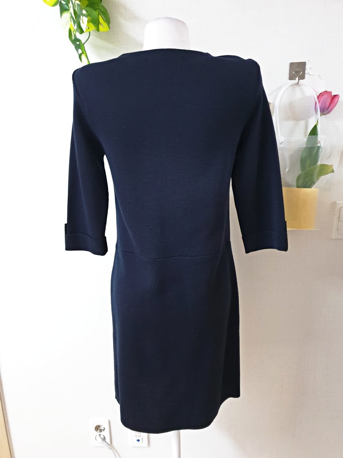 BCBG 7부 더블버튼 니트원피스 55 미디 네이비 상품이미지6